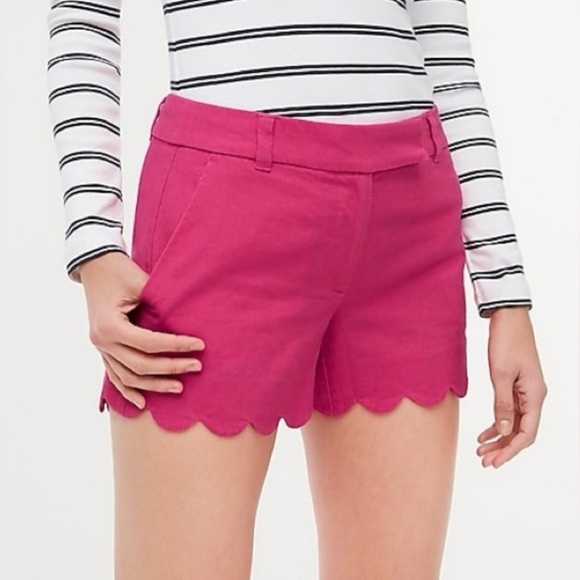 J. Crew Factory Hot Pink Scalloped Chino Shorts Size 6 - Picture 1 of 12